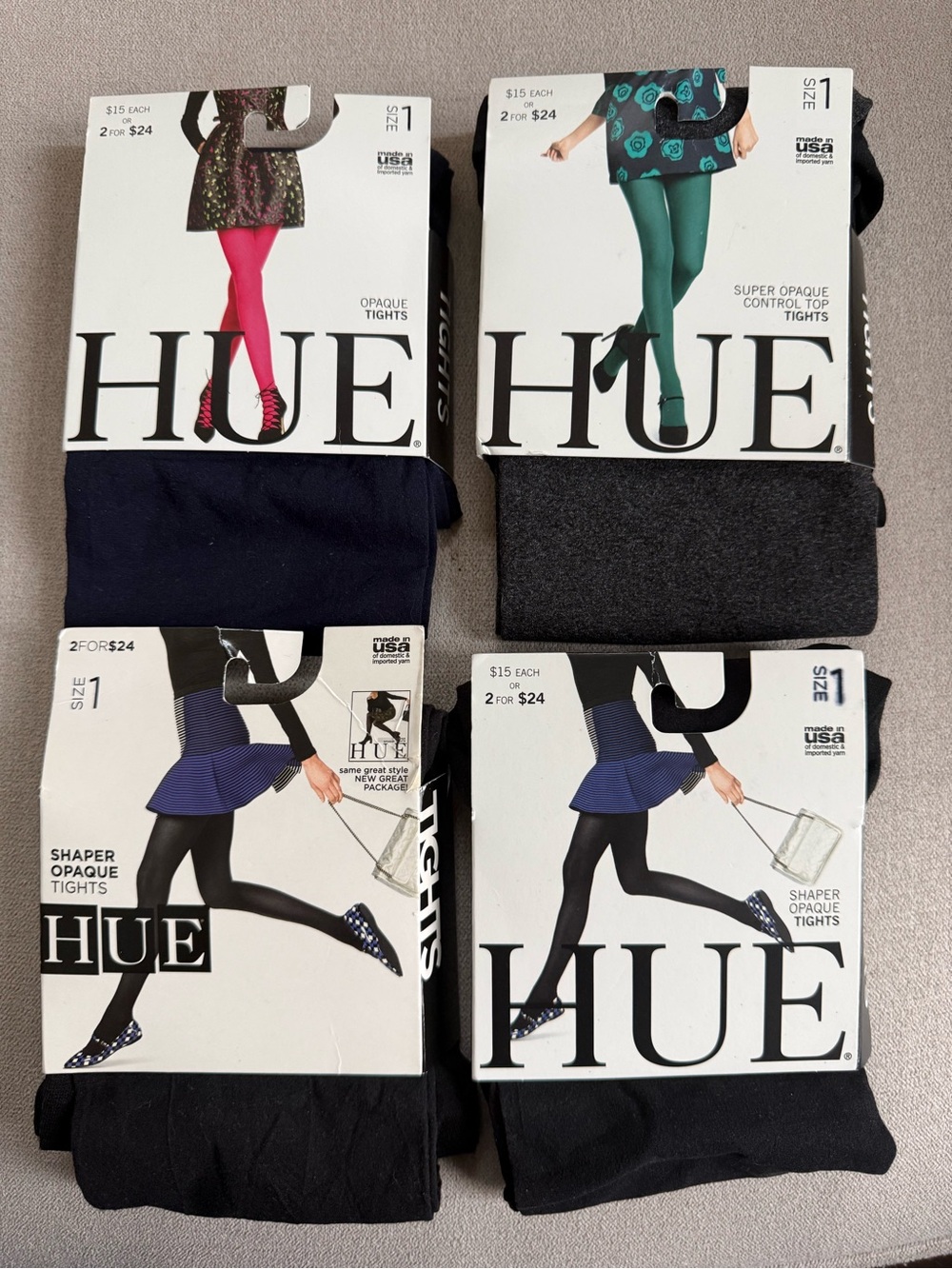 HUE Women’s Opaque & Shaper Tights — Black, Navy and Charcoal